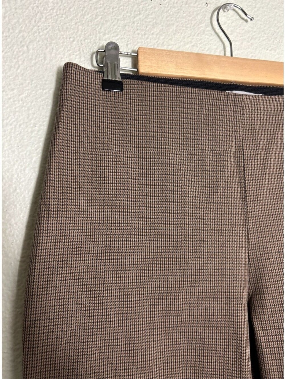 EVERLANE brown houndstooth The Side-Zip Stretch Cotton ankle pants, size 0